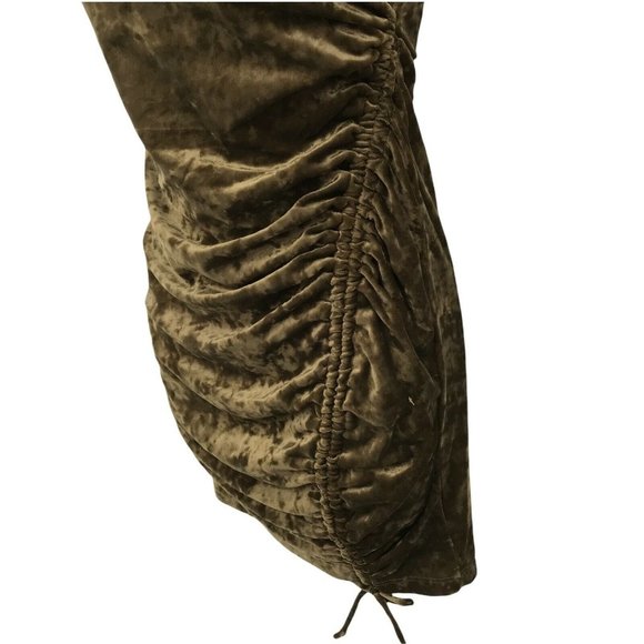 Wild Fable Womens Sleeveless Velvet Ruched Olive Green Bodycon Dress Choose Size - Picture 5 of 11